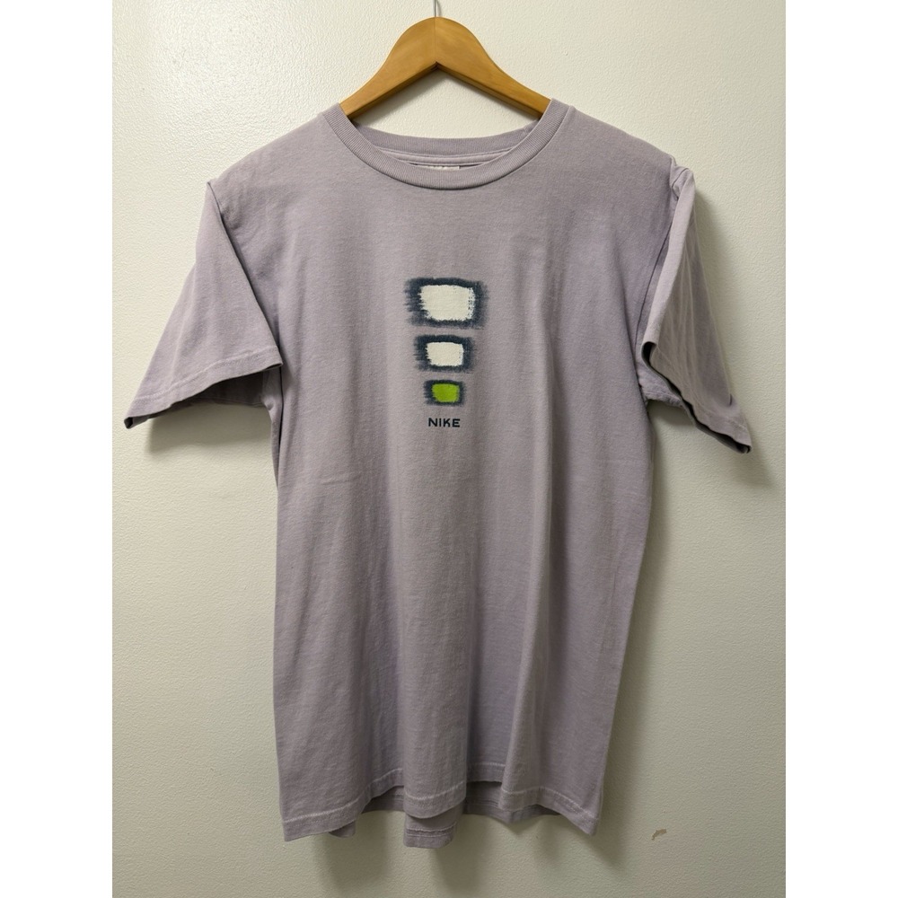 VTG Nike Geo Blocks Light Purple Fade Swoosh Art Short Sleeve T-Shirt Size S